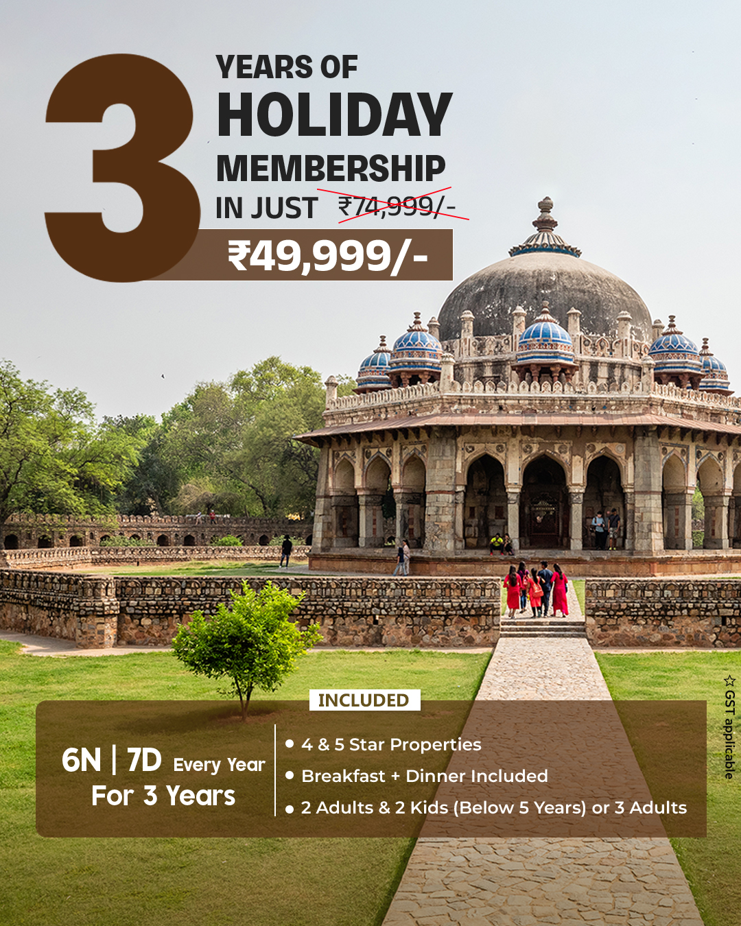 Social media ad design for a 3-year holiday membership offer