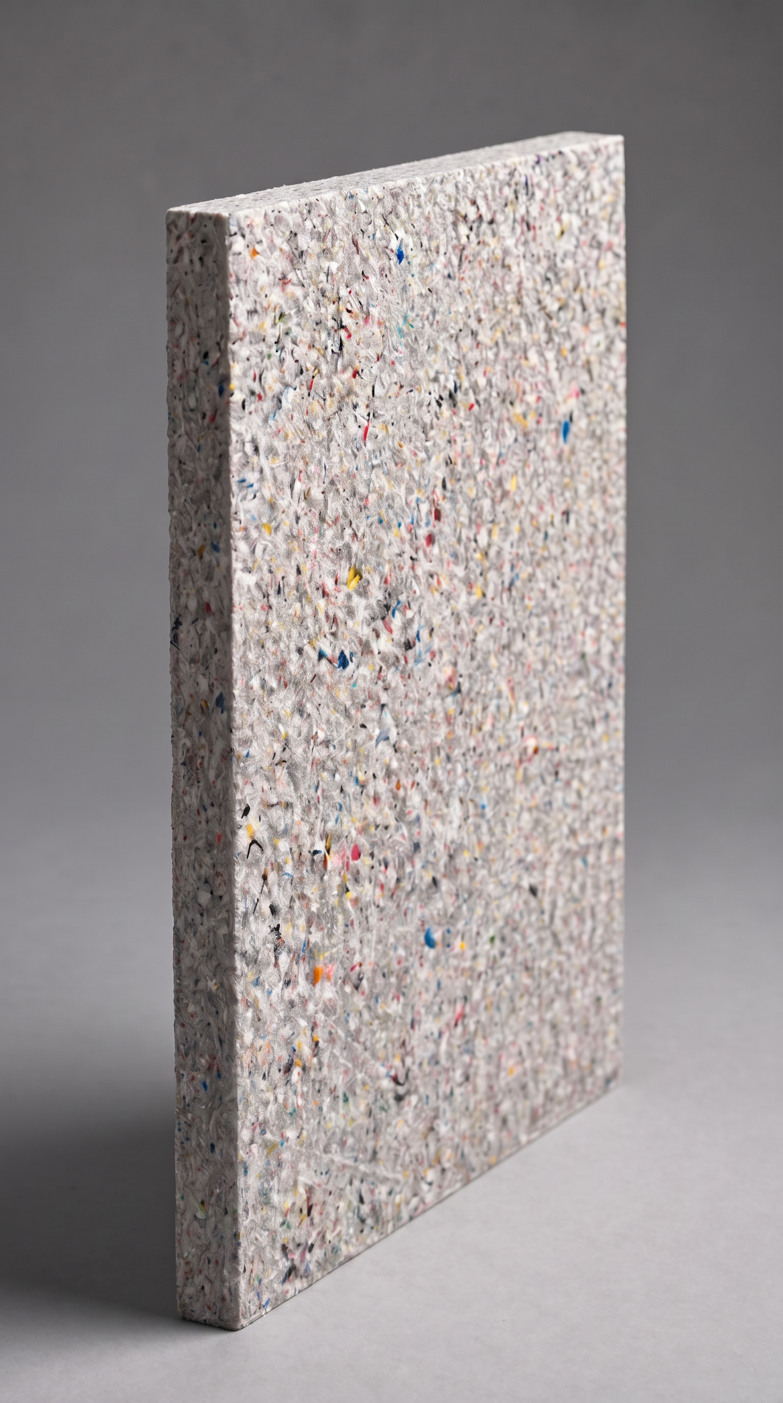 AI-generated product visual of an upright speckled recycled-material panel