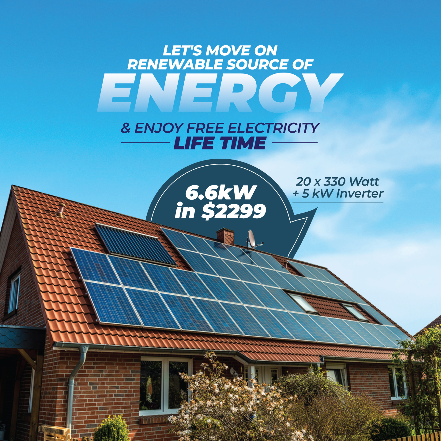Social media ad design for a residential solar energy renewable offer