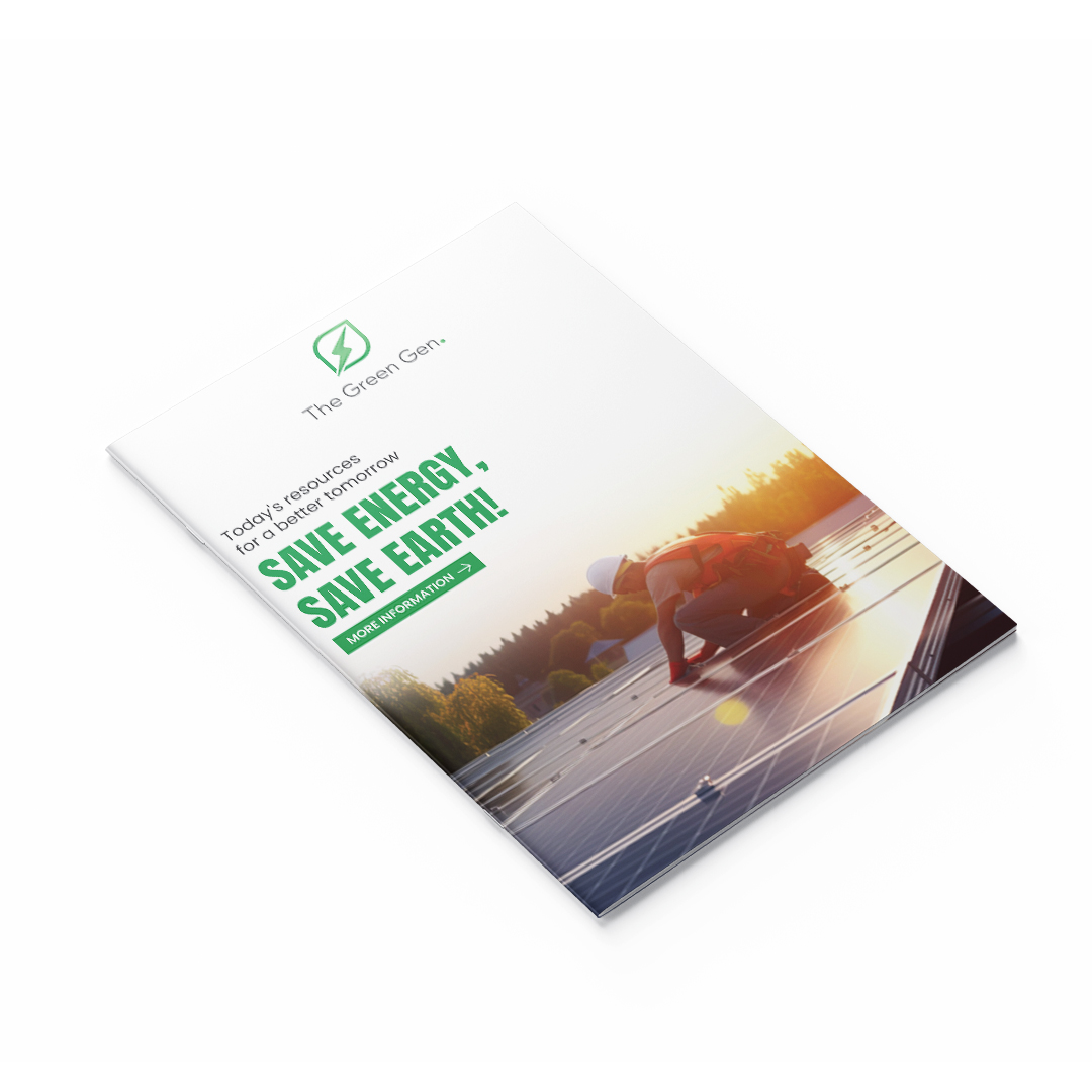 Brochure cover design for The Green Gen solar energy company