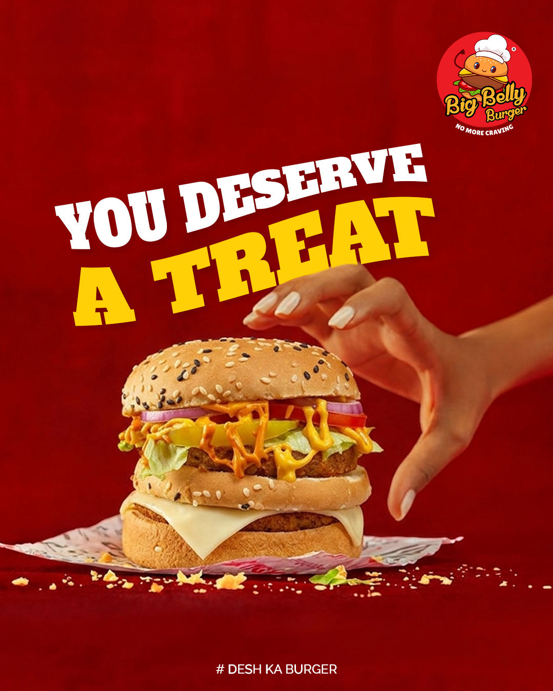 Social media post design for Big Belly Burger featuring a burger
