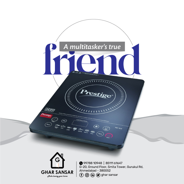 Social media product post design for a Prestige induction cooktop