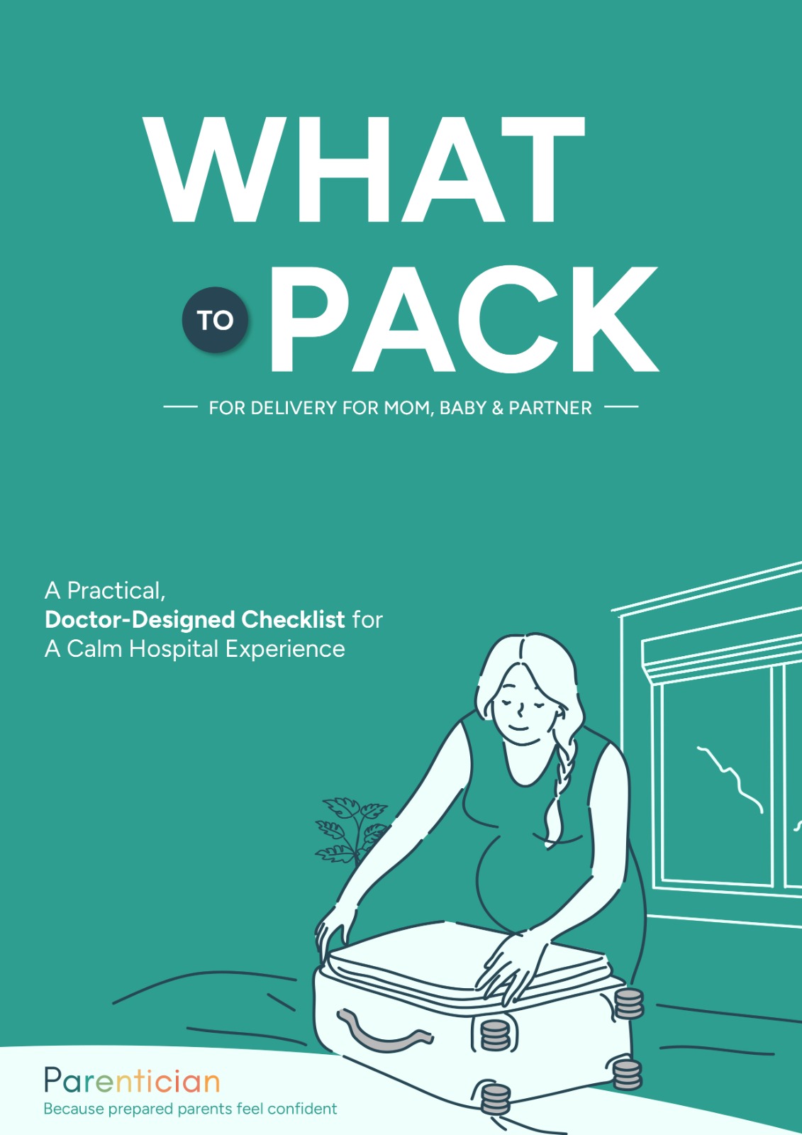 PDF cover design for Parentician's hospital delivery packing checklist