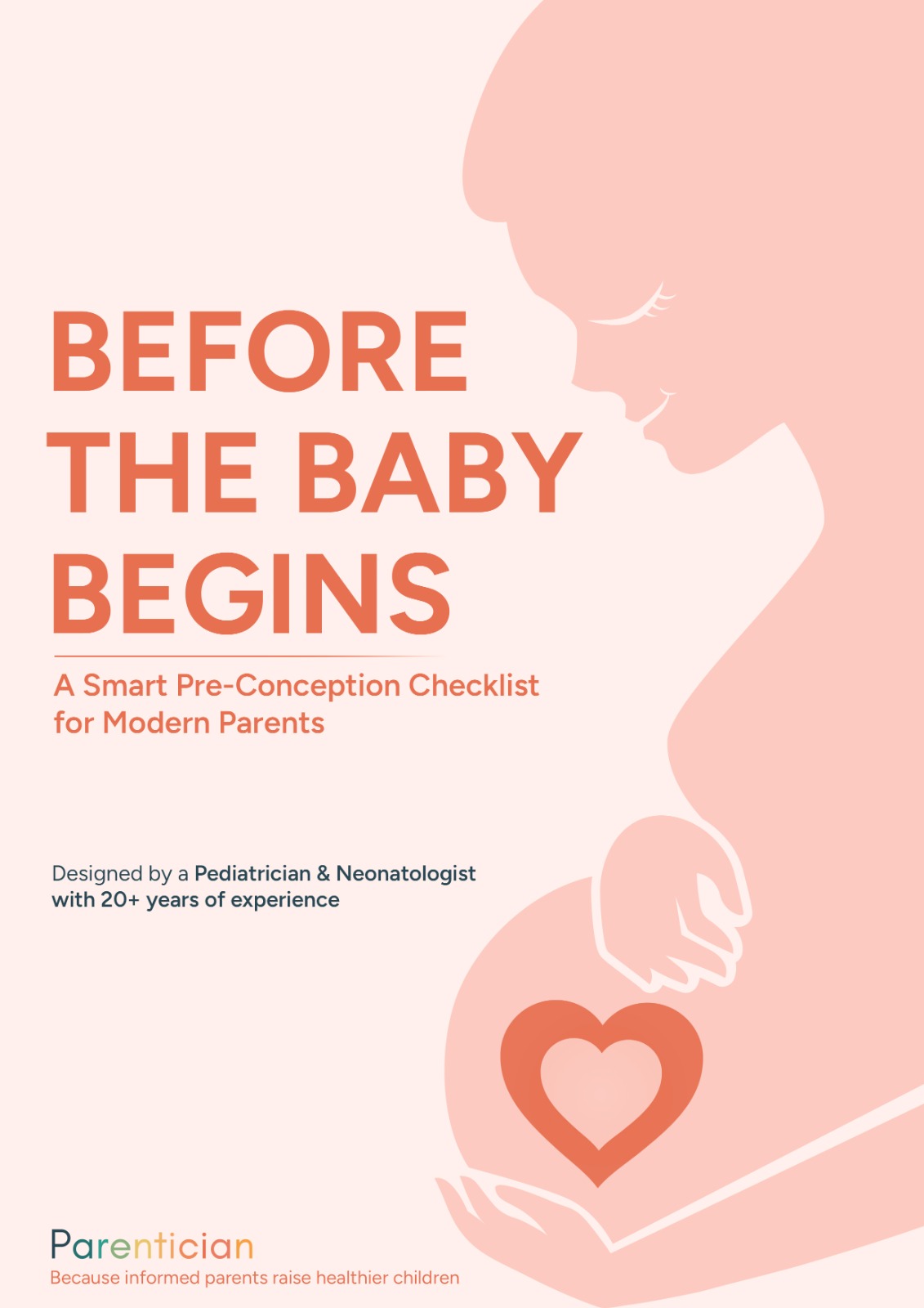 PDF cover design for Parentician's pre-conception checklist guide